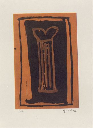 Aquatint Hernandez Pijuan - Gerro ocre