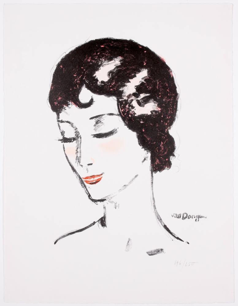 Lithograph Van Dongen - Girl with lowered eyes