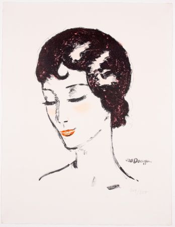 Lithograph Van Dongen - Girl with lowered eyes