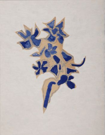 Lithograph Braque - Giroflée bleue, 1963