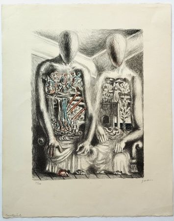 Lithograph De Chirico - Gli Archeologi IV