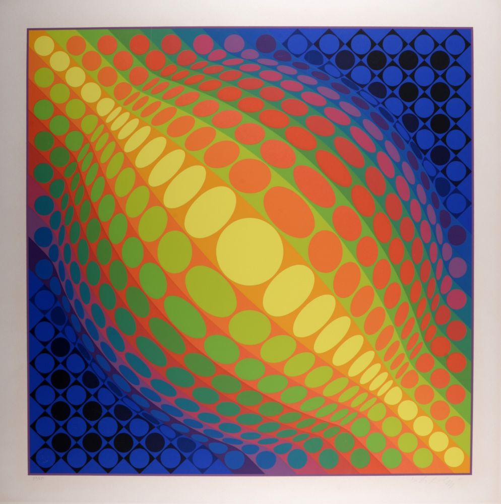 Screenprint Vasarely - Globe, 1974 - Hand-signed