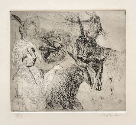 Etching Toledo - Goats with Woman 