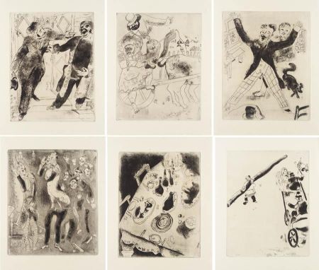 Illustrated Book Chagall - Gogol. LES ÂMES MORTES. Eaux-fortes originales de Marc Chagall. 1/50 avec suite sur Japon nacré (1948).