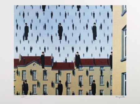 Lithograph Magritte - Golconde