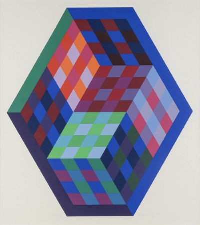 Screenprint Vasarely - Gordes Tridim