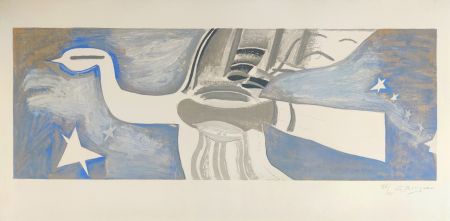 Lithograph Braque - Grand oiseau bleu 