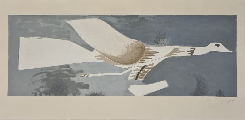 Lithograph Braque - Grand oiseau gris 