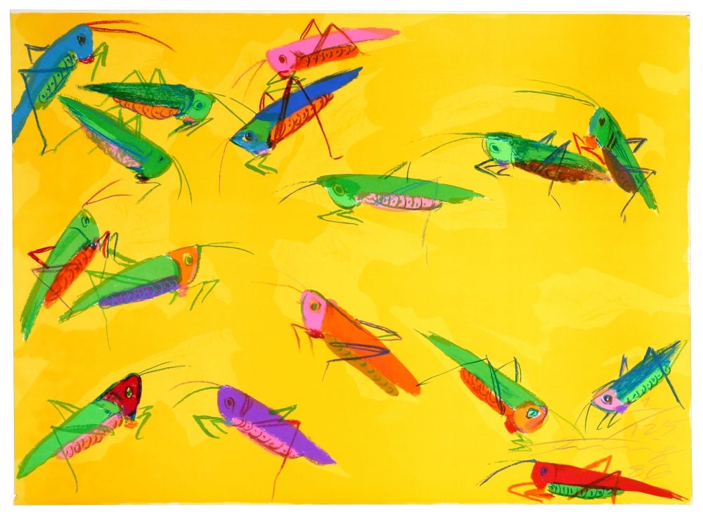 Lithograph Ting - Grasshoppers