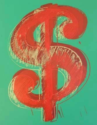 Screenprint Warhol - Green Dollar