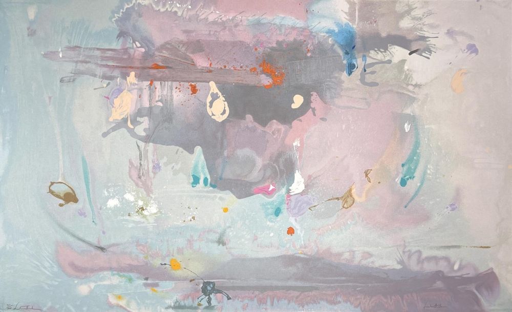 Screenprint Frankenthaler - Grey Fireworks