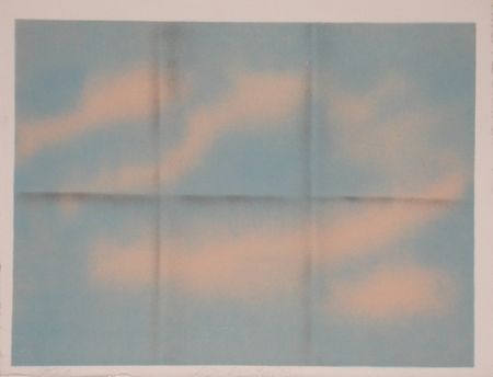 Lithograph Goode - Grey Folded Clouds - I Blue and Pink
