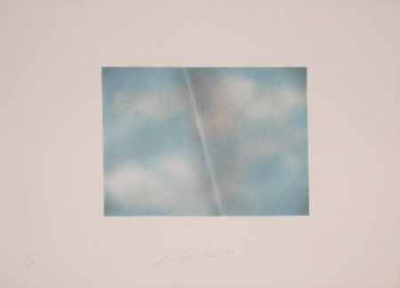 Lithograph Goode - Grey Folded Clouds - II Blue and white