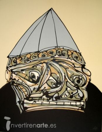 Lithograph Saura - Guerrero con casco, de la serie Galería de América