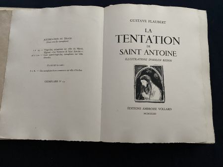 Lithograph Redon - Gustave Flaubert - La Tentation de Saint Antoine