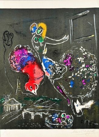 Lithograph Chagall - (handsigned) La nuit à Paris