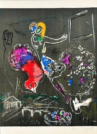 Lithograph Chagall - (handsigned) La nuit à Paris