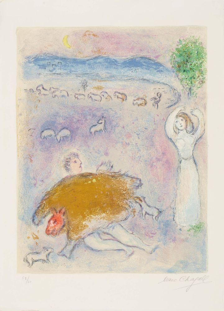 Lithograph Chagall - (handsigned) La Ruse de Dorcon, from Daphnis et Chloé