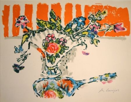 Lithograph Carigiet - (Handspiegel vor Blumenvase