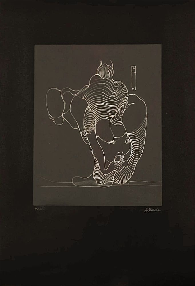 Engraving Bellmer - Hans BELLMER (1902-1975) - Woman swallowing a snake, 1972. Hand-signed etching