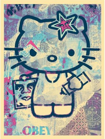 Screenprint Fairey - Hello Kitty - Blue