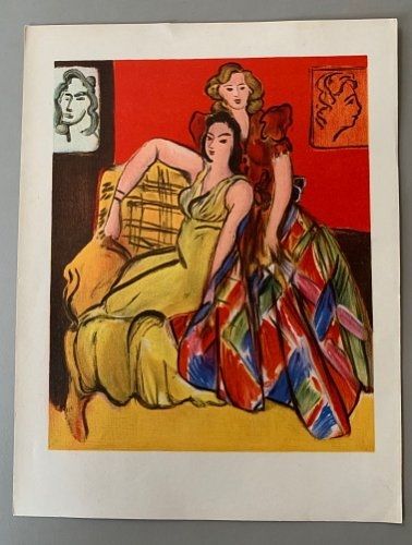Lithograph Matisse - Henri Matisse – Deux jeunes filles, robe jaune, robe ecossaise