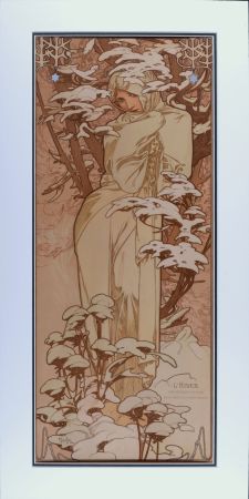 Lithograph Mucha - Hiver, 1897 - Framed!