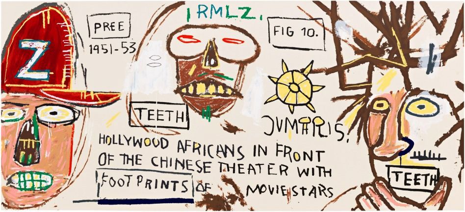 Screenprint Basquiat - HOLLYWOOD AFRICANS IN FRONT OF THE CHINESE THEATER WITH FOOTPRINTS OF MOVIE STARS