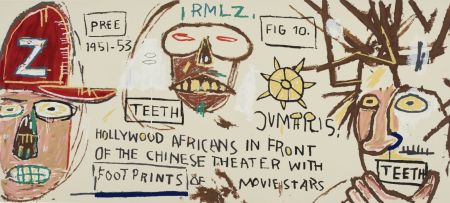 Screenprint Basquiat - Hollywood Africans in front of the Chinese Theatre with Footprints of Movie Stars