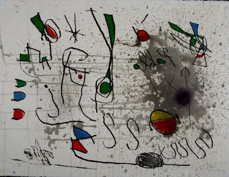 Etching Miró - Homage to Picasso, 1972 - Hand-signed