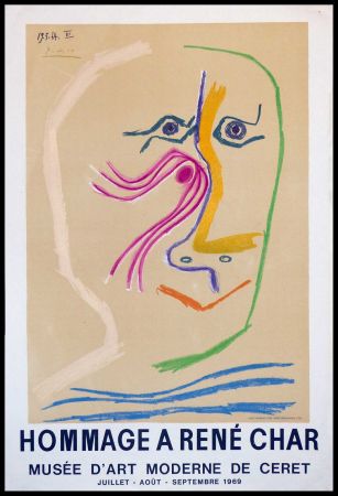 Lithograph Picasso - HOMMAGE A RENE CHAR MUSEE CERET