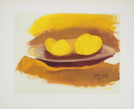 Lithograph Braque - Hommage à Cézanne, Les pommes, , c