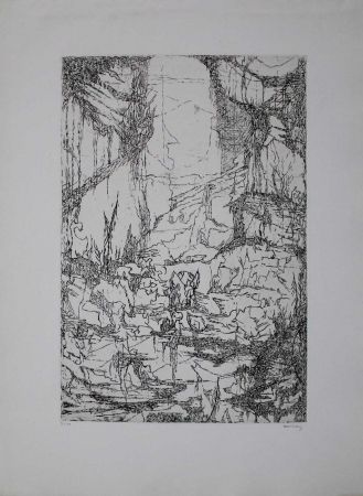 Etching Eliasberg - Hommage à Dürer (Phantasielandschaft für Dürer)