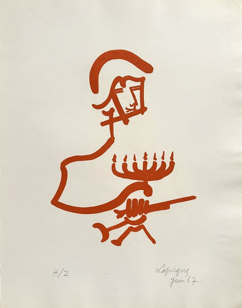 Lithograph Lapicque - Hommage à Israël