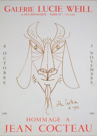 Lithograph Cocteau - Hommage à Jean Cocteau, 1983