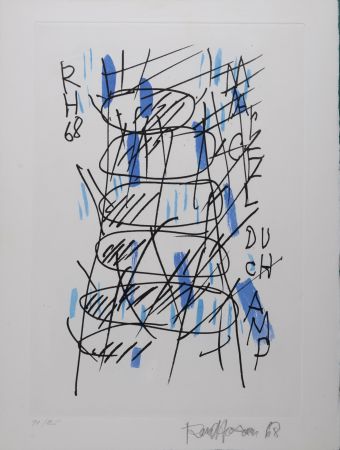 Etching Hausmann - Hommage à Marcel Duchamp, 1971 - Hand-signed