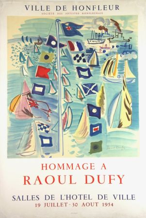 Lithograph Dufy - Hommage à Raoul Dufy  Ville de Honfleur