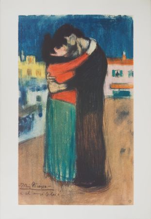 Lithograph Picasso - Hommage à Toulouse-Lautrec : Couple amoureux