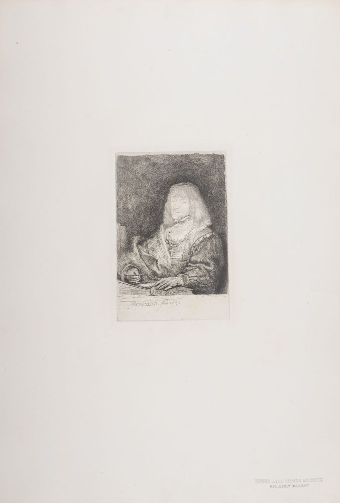 Rotogravure Rembrandt - Homme avec chaine et croix