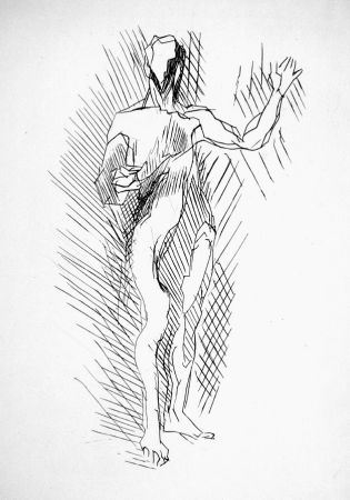 Engraving Villon - Homme debout