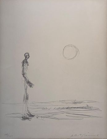 Lithograph Giacometti - Homme debout et Soleil 