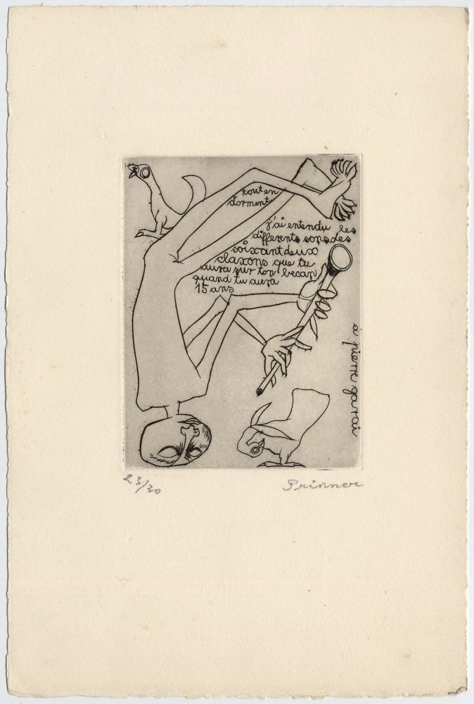Engraving Prinner - Homme jouant du pipeau (1938)
