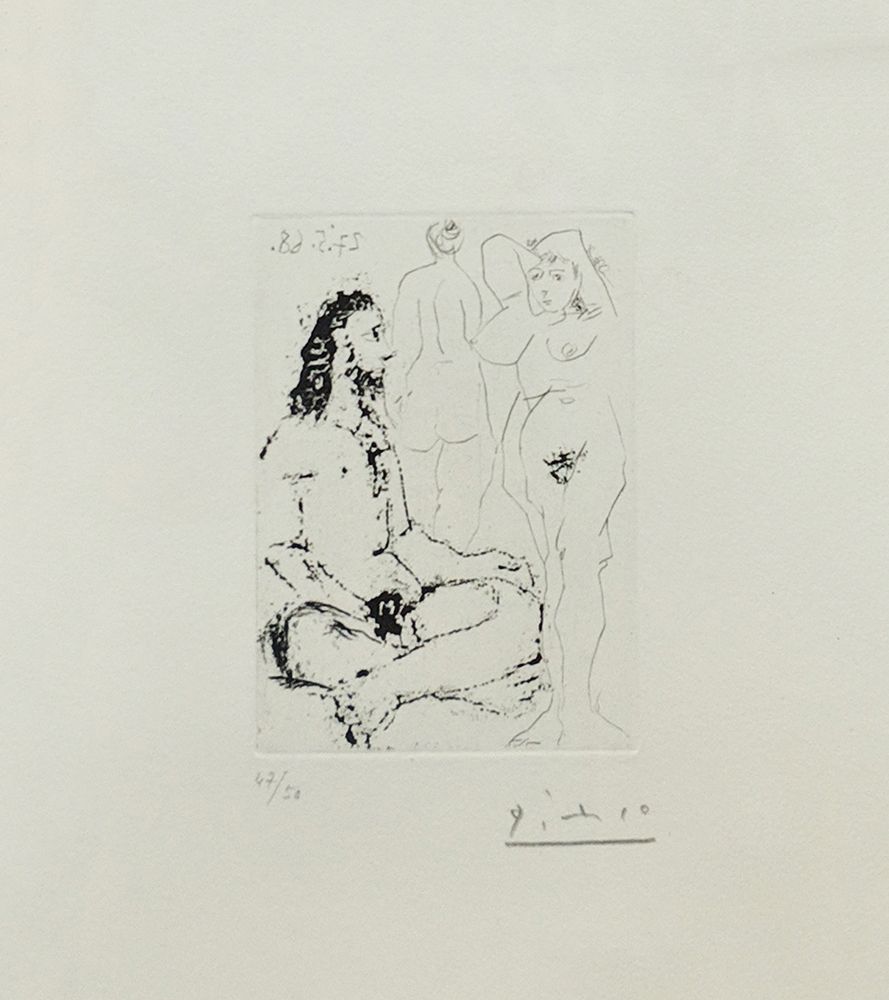 Etching Picasso - HOMME NU ASSIS EN TAILLEUR (BLOCH 1600)