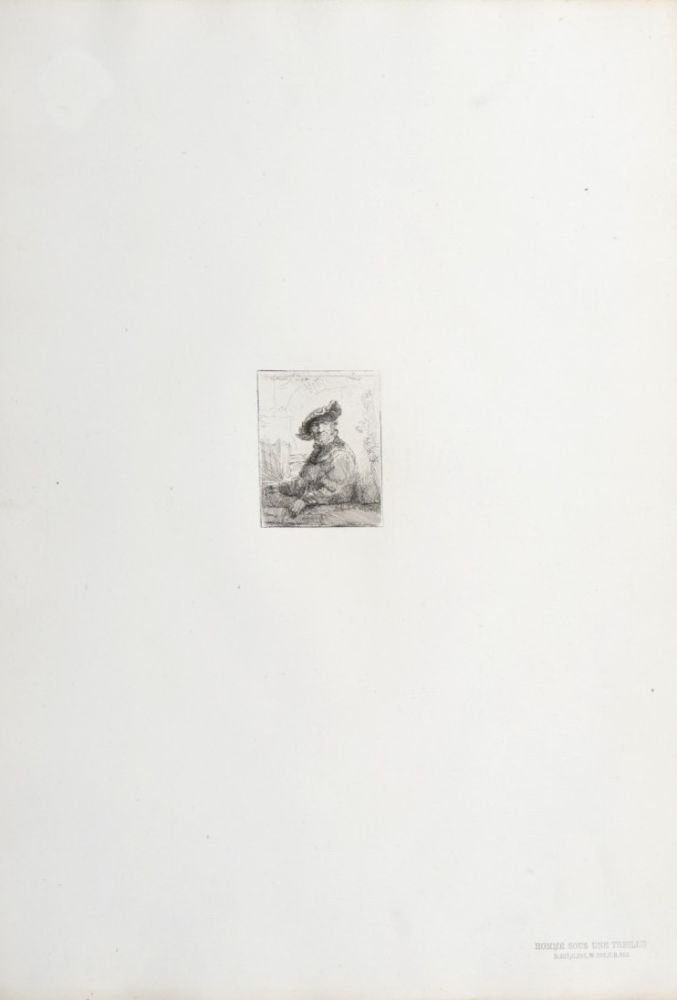 Rotogravure Rembrandt - Homme sous une treille