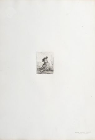 Rotogravure Rembrandt - Homme sous une treille