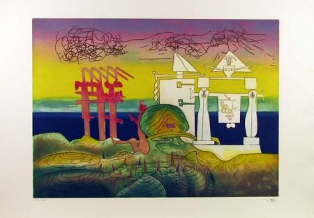 Etching And Aquatint Matta - Hours of the Day Series, 8pm