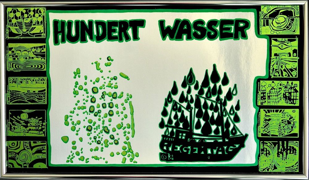 Screenprint Hundertwasser - Hundertwasser a rainy day on the Regentag