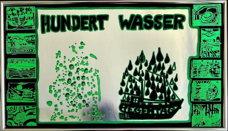 Screenprint Hundertwasser - Hundertwasser a rainy day on the Regentag