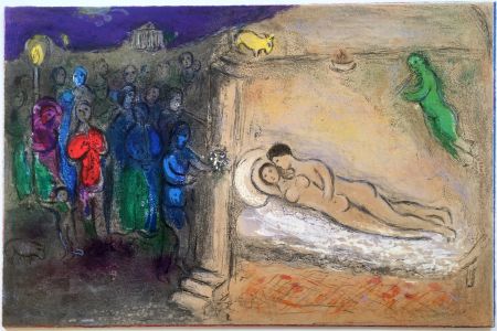 Lithograph Chagall - HYMÉNÉE (de la suite Daphnis et Chloé - 1961)