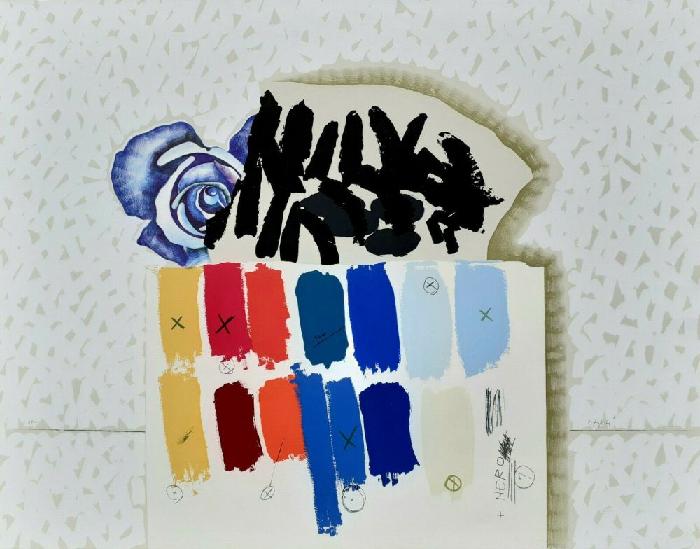 Lithograph Pozzati - I campioni colorati